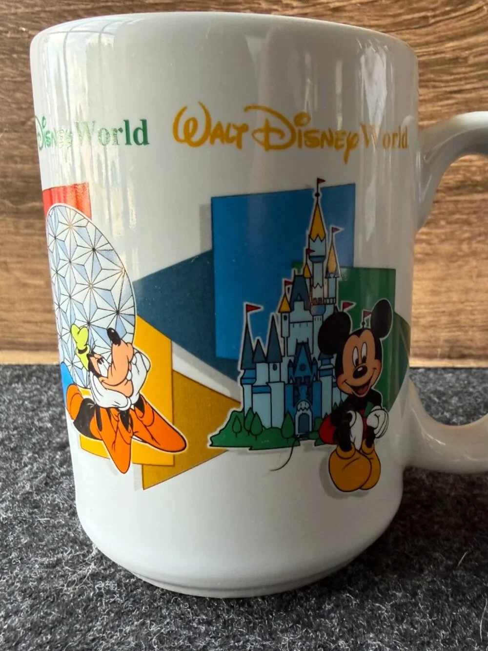 Disney Parks Mom Mug Four Parks One World Mickey Pluto 14oz Ceramic Cup Vintage